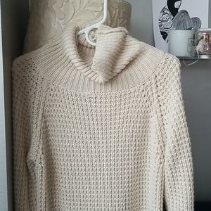 Cream turtleneck sweater dress